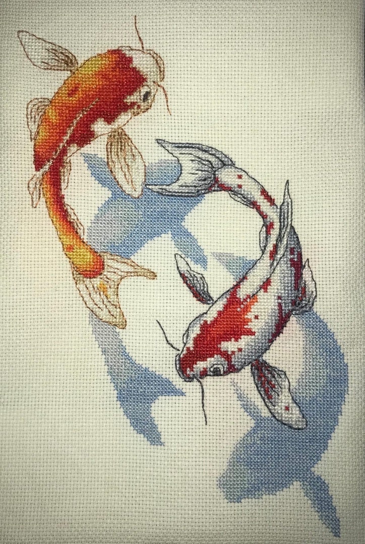 Cross stitch pattern pdf Japanese Fish Carp Koi Nature Sea Etsy