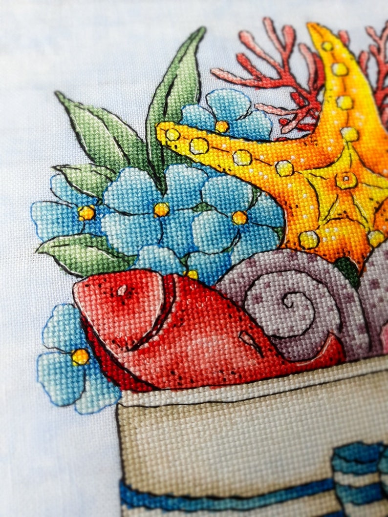 Cross Stitch Pattern ocean Sea Shells Coral Etsy