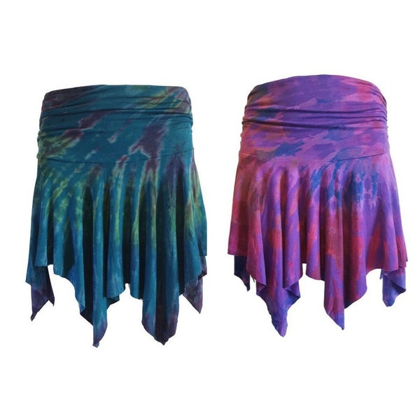 Tie dye pixie mini skirt - Purple and teal