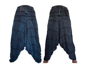 Squarepatch stonewash comfy harem: Blue and Black