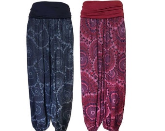 Summer weight Spiral ali baba trousers- Blue and Red