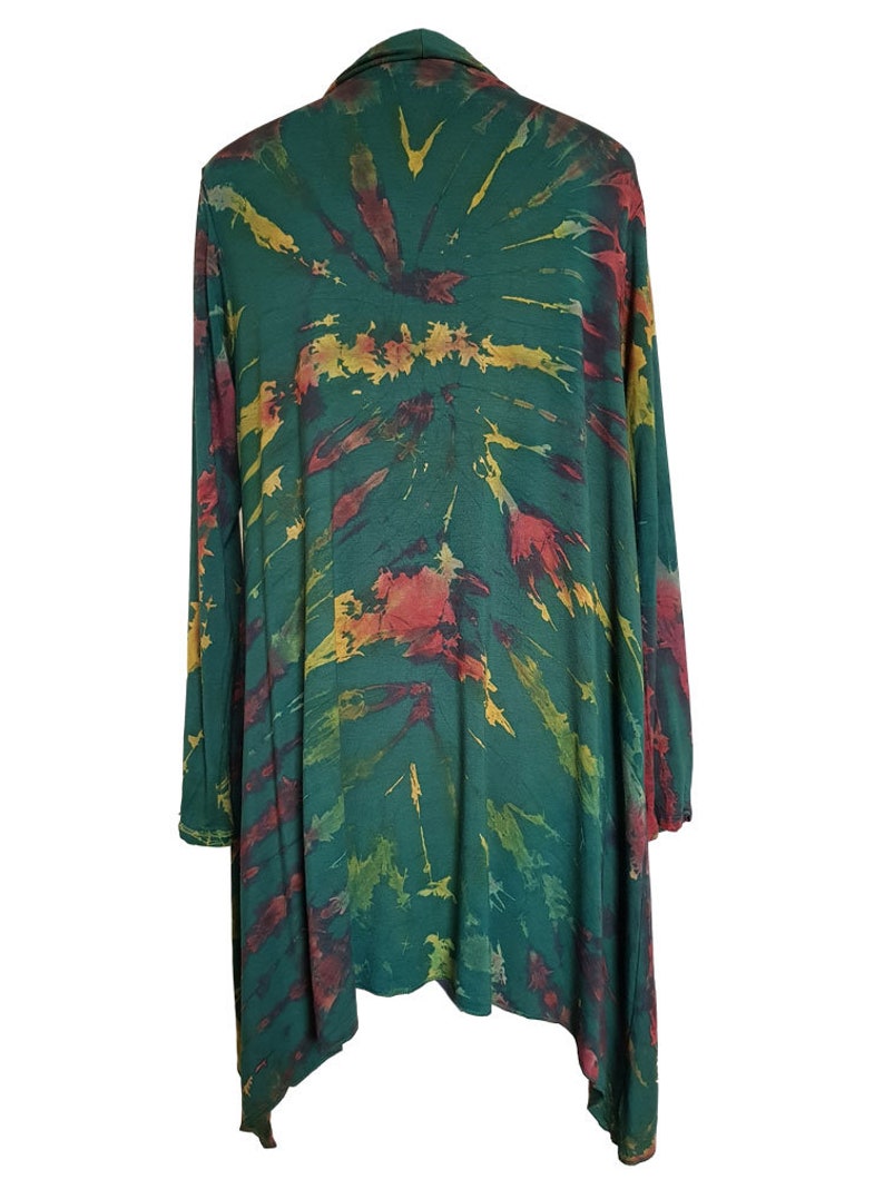 green and yellow tie dye cardigan