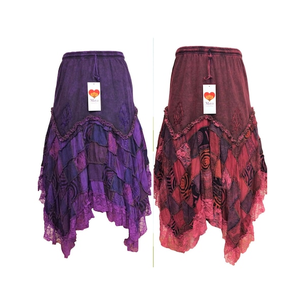 Patchwork pixie skirt - Purple and Red