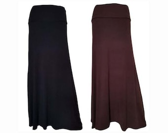 Plain maxi Skirt- Black and Brown