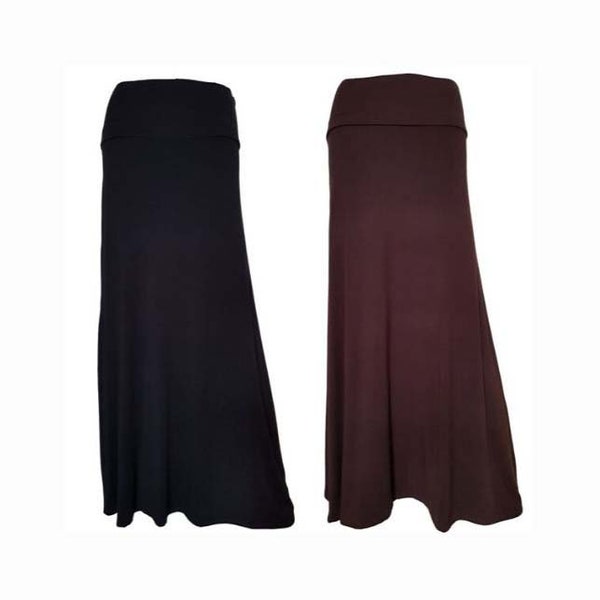 Plain maxi Skirt- Black and Brown