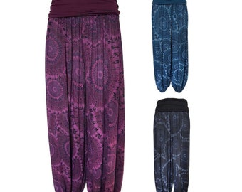 Summer weight Spiral ali baba trousers- Maroon, Teal and Black