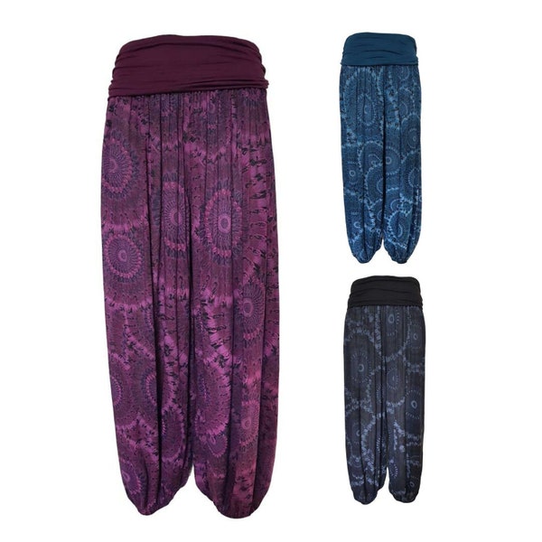 Summer weight Spiral ali baba trousers- Maroon, Teal and Black