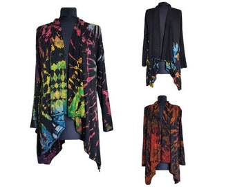 Tie Dye Waterfall Cardigan:  Blacks