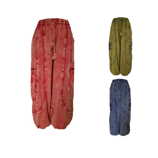 Tree of life Alibaba trouser: Green, blue and red.