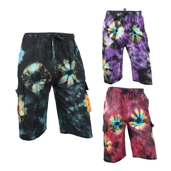 Tie dye shorts - Blue, Purple and Red