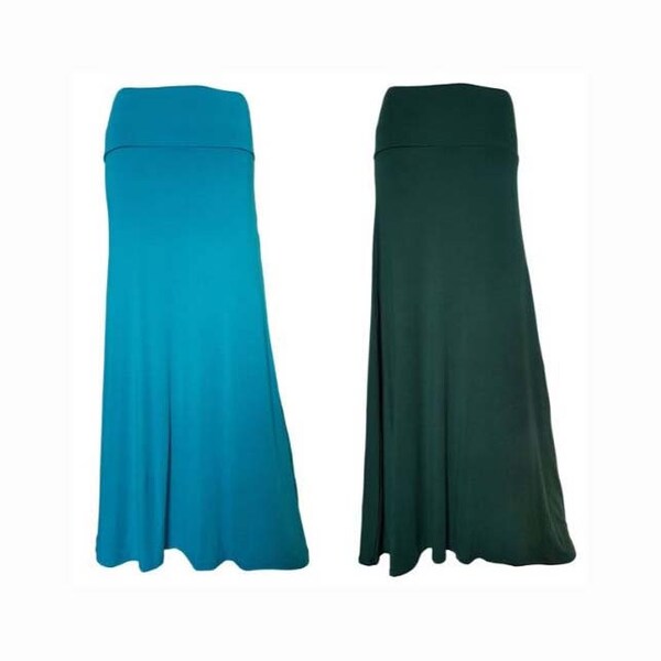 Plain maxi Skirt- Turquoise and Forest Green