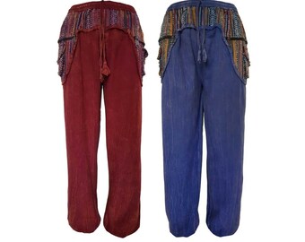 Stonewash alibaba trousers - Red and Blue