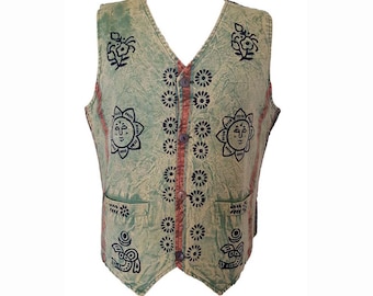 Cotton stonewash Waistcoat- Green