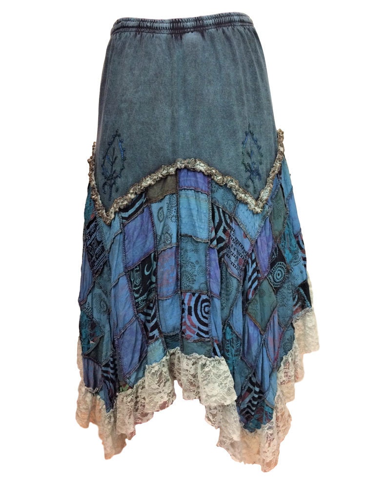 Patchwork Pixie Skirt Blue and Black - Etsy