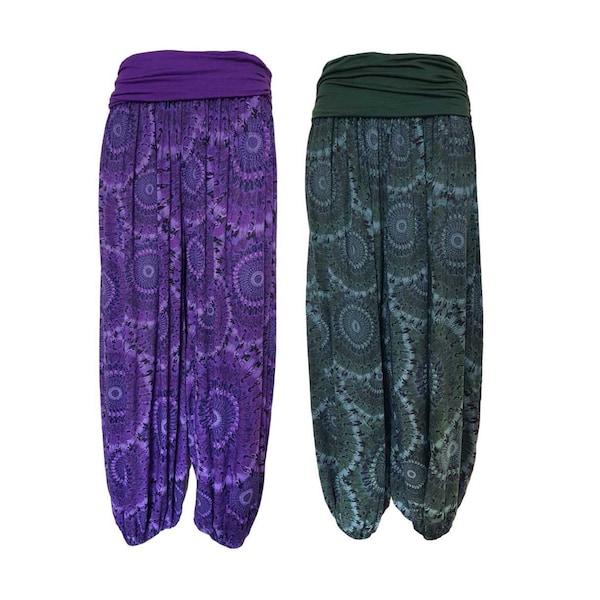 Summer weight Spiral ali baba trousers- Purple and Green