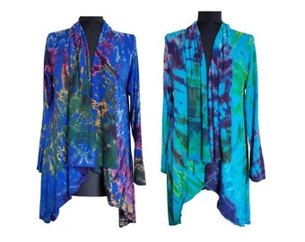 Tie Dye Waterfall Cardigan:  Blues