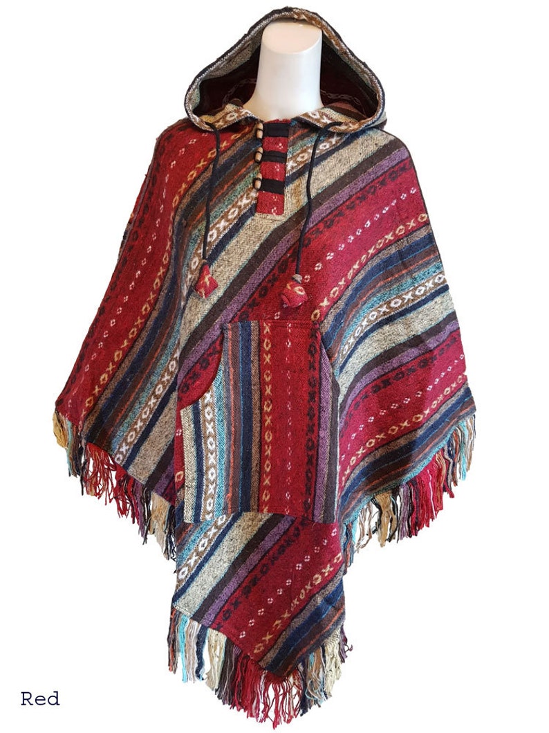 Red Black and Orange Tie dye poncho