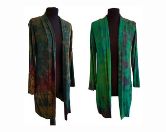 Tie Dye open Cardigan: Greens