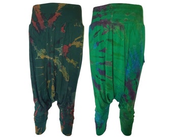 Tie Dye Harem Trousers: Greens