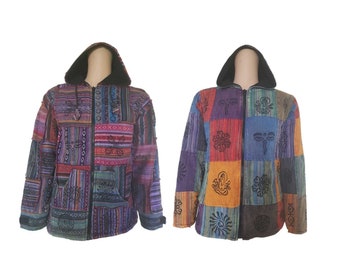 Patchwork fleece lined cotton Jackets