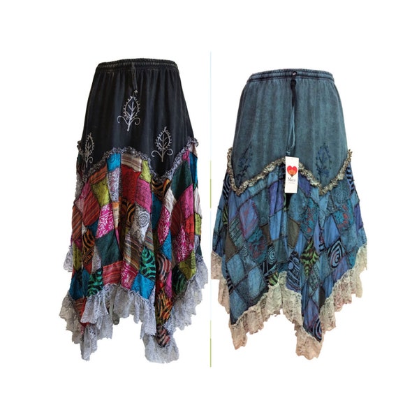 Patchwork pixie skirt - Blue and Black