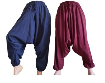 Plain Cotton Harem: Navy and Maroon