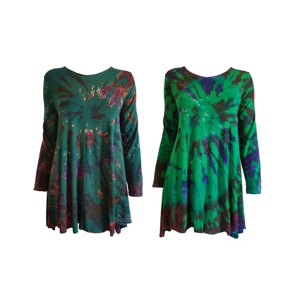 Tunique manches longues tie-dye - Vert