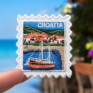 Parche de Croacia - Parches de viaje - Parche termoadhesivo - Viaje de verano - Recuerdo - Recuerdo de viaje - Parches y pins - Barco - Yate - Verano