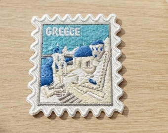 Travel Greece Santorini Patch – Ocean Waves Iron On Souvenir Pin Collector