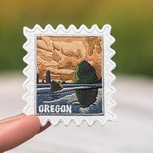 Oregon Patch- Oregon Iron On Patch- Travel Patches- Oregon Beach- Rocks- Sew On- Wanderlust- Traveler- Patches and Pins- Collection