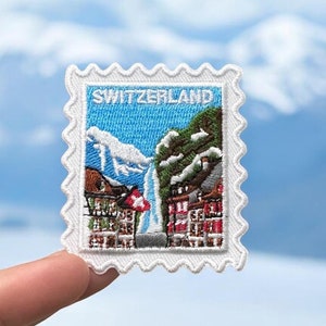 Switzerland Patch- Travel Patches- Swiss Alps- Mountains- Hiking- Iron On Patches- Iron On- Travel Souvenir- Souvenir- Traveler- Wanderlust