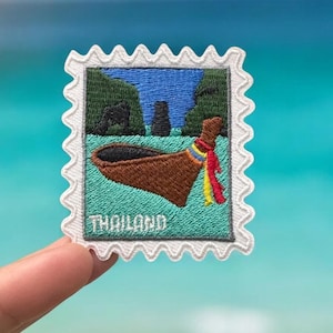 Thailand Patch- Travel Patches- Iron On Patch- Boat Patch- Mountains- Islands- Iron on- Waves- Patch Collector- Stamp