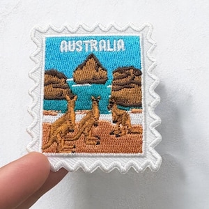 Australia Patch- Travel Patches- Iron On Patch- Iron On- Souvenirs- Collector- Wanderlust- Traveler- Kangaroo- Beach- Patches and Pins