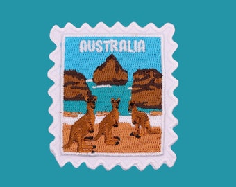 Australia Patch- Travel Patches- Iron On Patch- Iron On- Souvenirs- Collector- Wanderlust- Traveler- Kangaroo- Beach- Patches and Pins