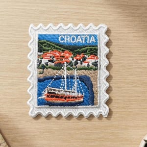 Croatia Iron On Patch – Stamp Boat Summer Travel Souvenir
