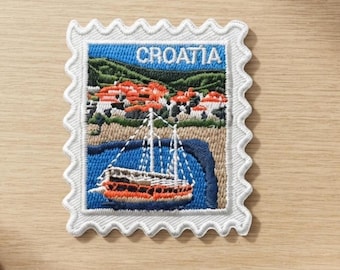 Croatia Iron On Patch – Stamp Boat Summer Travel Souvenir