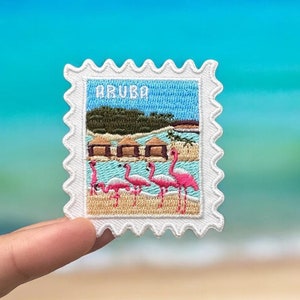 Aruba Patch- Travel Patches- Aruba- Iron On Patch- Travel Souvenir- Stamps- Traveler- Sew On- Wanderlust- Souvenirs- Stamps- Passport