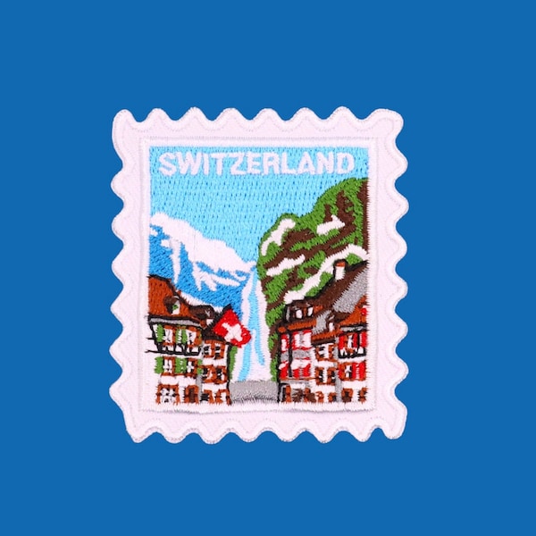 Switzerland Patch- Travel Patches- Swiss Alps- Mountains- Hiking- Iron On Patches- Iron On- Travel Souvenir- Souvenir- Traveler- Wanderlust