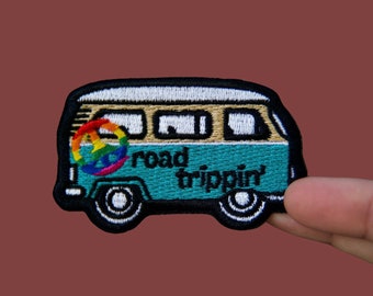 Road Trip- Travel Patch- Iron On Patch- Peace Sign- Groovy- Travel Van- Adventure