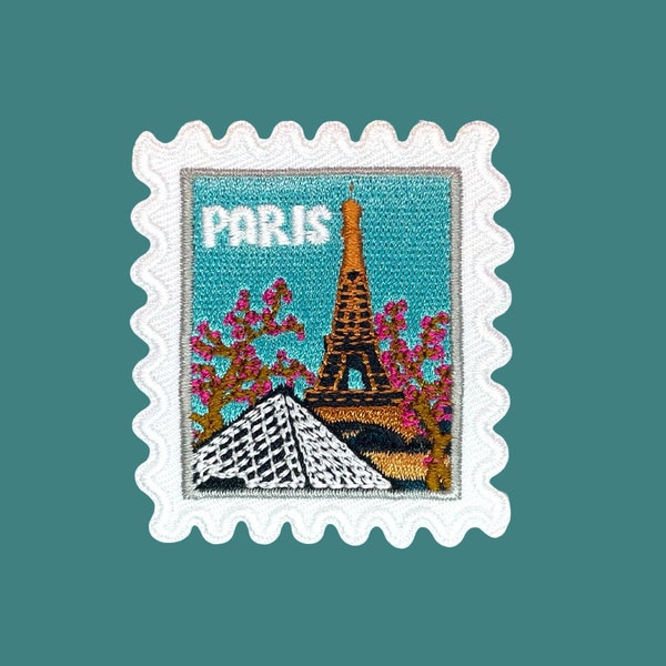 Paris Aufnäher- Reise-Patch- Bügelbild- Eiffelturm- Louvre- Paris- Travel Souvenir- Traveler- Wanderlust- Patch Collector- Pin Collector