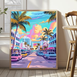 Miami Travel Poster - Miami Beach Art- Miami Travel Poster- Wall Art- Travel Gift- Poster, Travel Artwork- Wall Decor- Gift