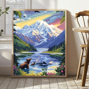 Alaska Travel Poster - Alaska Wall Art- Alaska Travel Print- Wall Art- Travel Gift- Poster, Travel Artwork- Wall Decor- Gift- Alaska