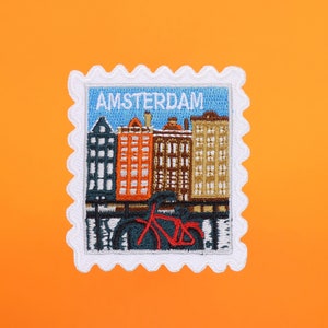 Amsterdam Patch- Travel Patches- Bike- Iron On Patch- Amsterdam- Wanderlust- Patch Collector- Traveler- Travel Souvenir- Souvenir- Collector