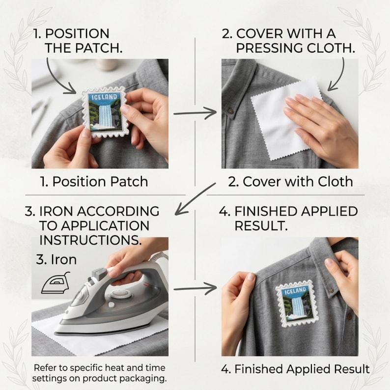 Iceland Travel Patch – 2 X 2 Iron On Souvenir Waterfall Patches For Travel Gifts image 4