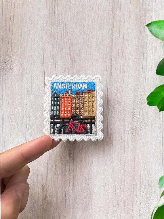 Amsterdam Patch- Travel Patches- Bike- Iron On Patch- Amsterdam- - Patch Collector- Traveler- Travel Souvenir- Souvenir- Collector
