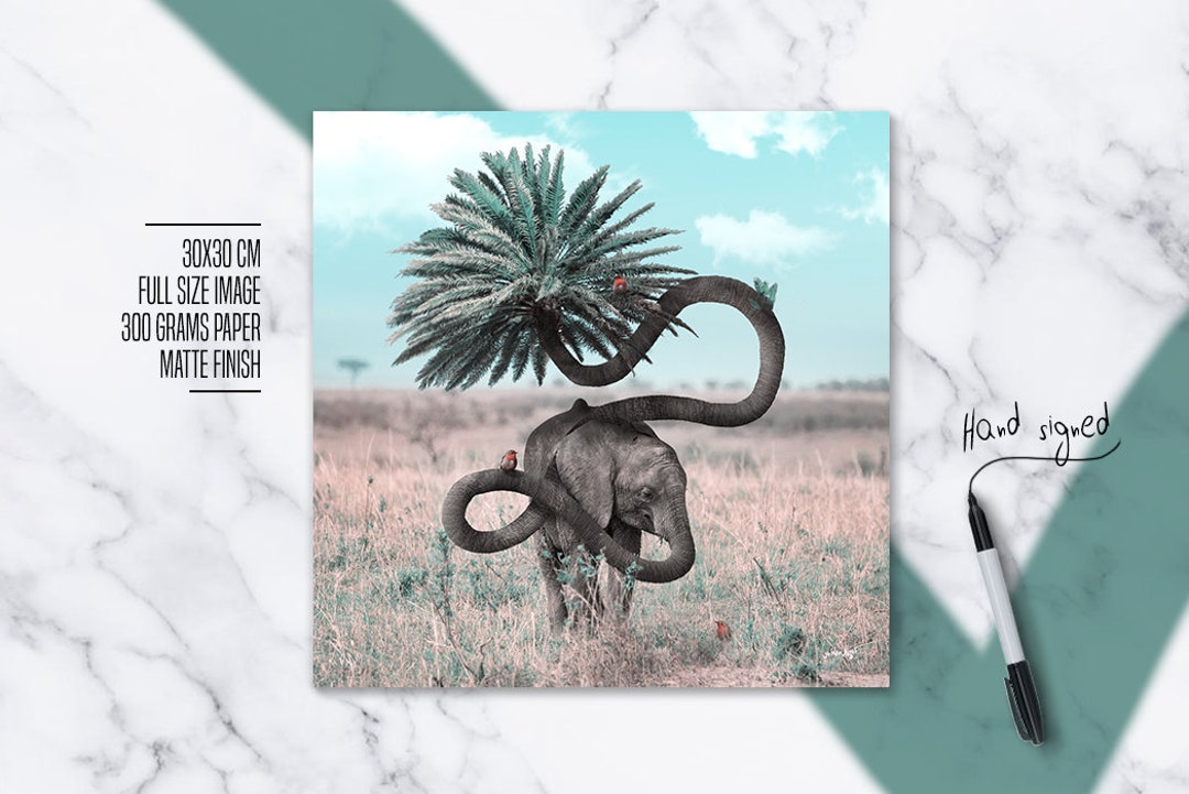 Diversity Elephant Palm Tree Wall Decor Art Print - Etsy
