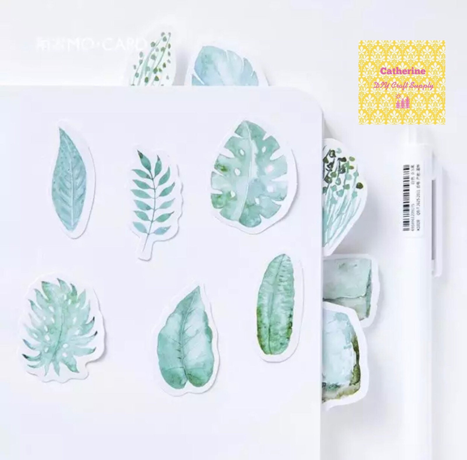45pcs green leaves stickers leaves sticker leaves sticker etsy