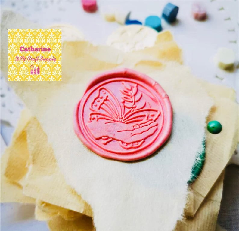 wedding wax seals party wax seals catching Butterfly wax seal stamp with wooden handle Butterfly wax seal stamp