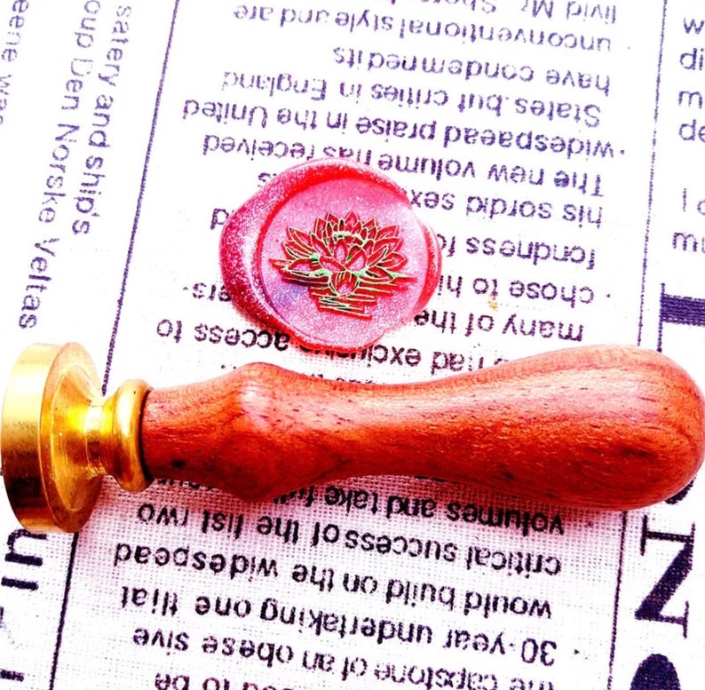 Lotus wax seal stamp flower wax seal stamp with wooden handle party wax seals wax seals