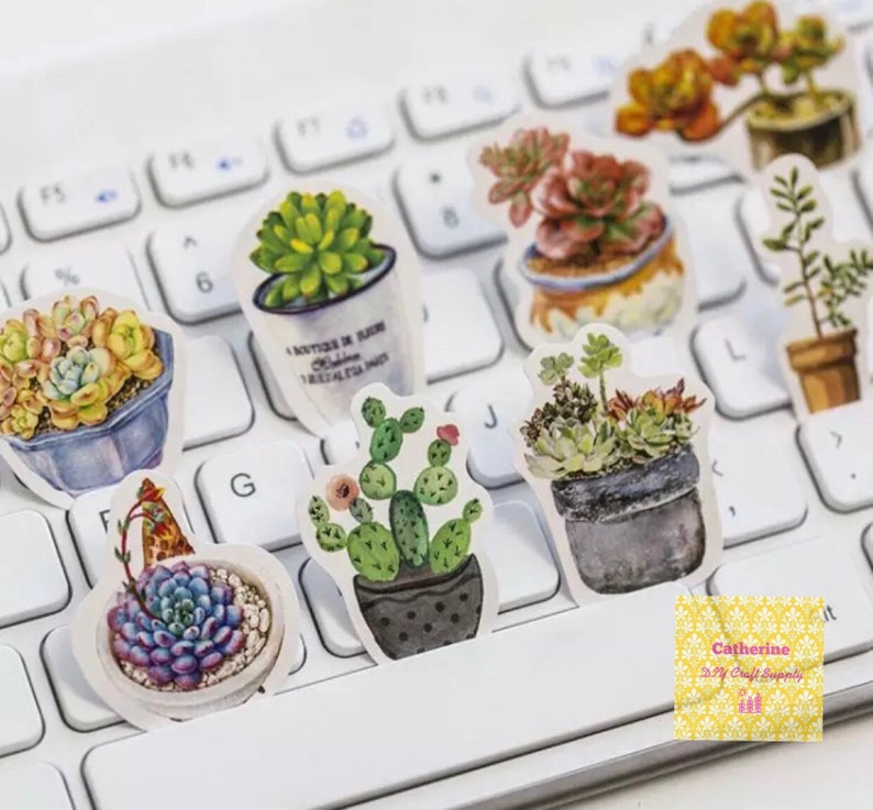 Succulent sticker flakes Succulent schedule sticker Flower leaves 21pcs Succulent sticker potted plant sticker Scrapbooking